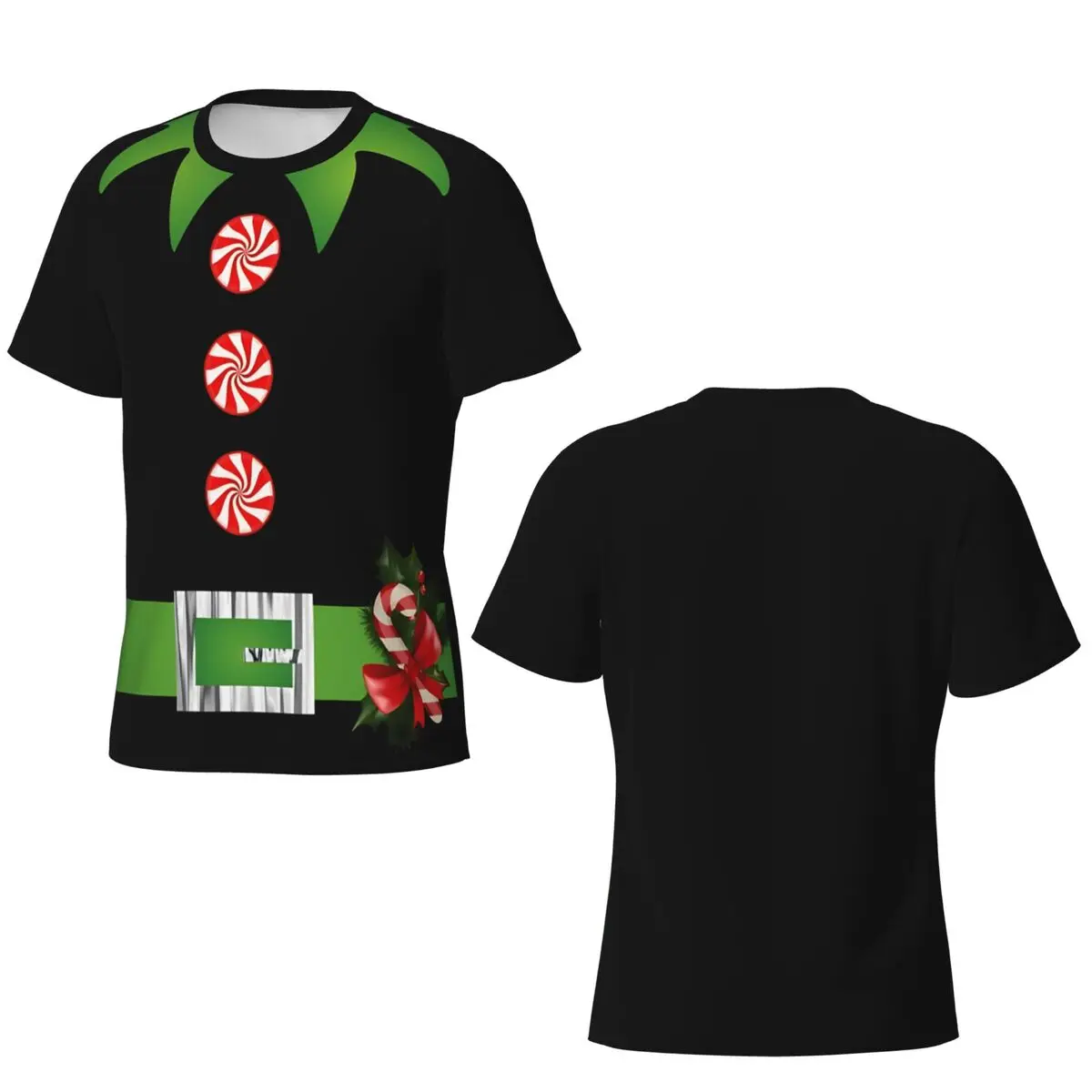 Men Women T-Shirt Cosplay Green Elf Merry Christmas Crazy Polyester Tee Shirt Short Sleeve T Shirts O Neck Clothing Printed
