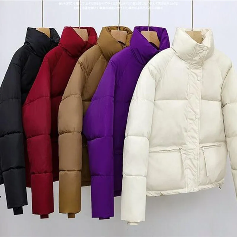 Winter Nieuwe Jas Vrouwen Dons Katoenen Jas Causale Dikke Warme Parka 'S Rits Korte Winterjas Bovenkleding Dames Brood Katoenen Kleding