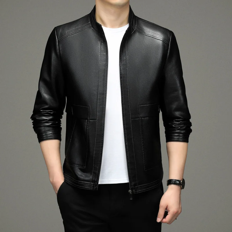 Spring Fall Men's Clothing Leather Jacket Men Large Casual Fashion PU Clothes Motorcycle Jackets Ropa Hombre FCY