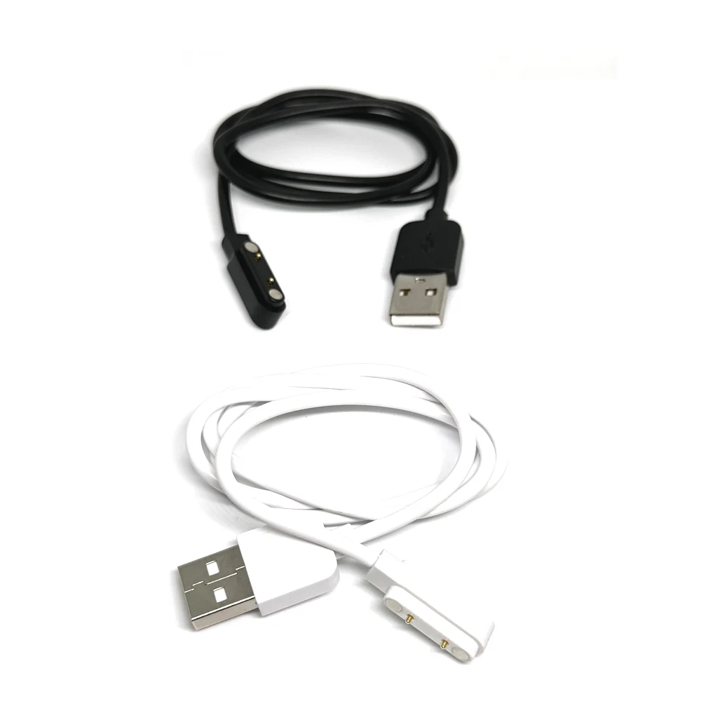 100PCS 2Pin 7.62mm Strong Magnetic Charge Cable USB Charging Line Cord Rope Black White Color for Smart Watches 99% Universal