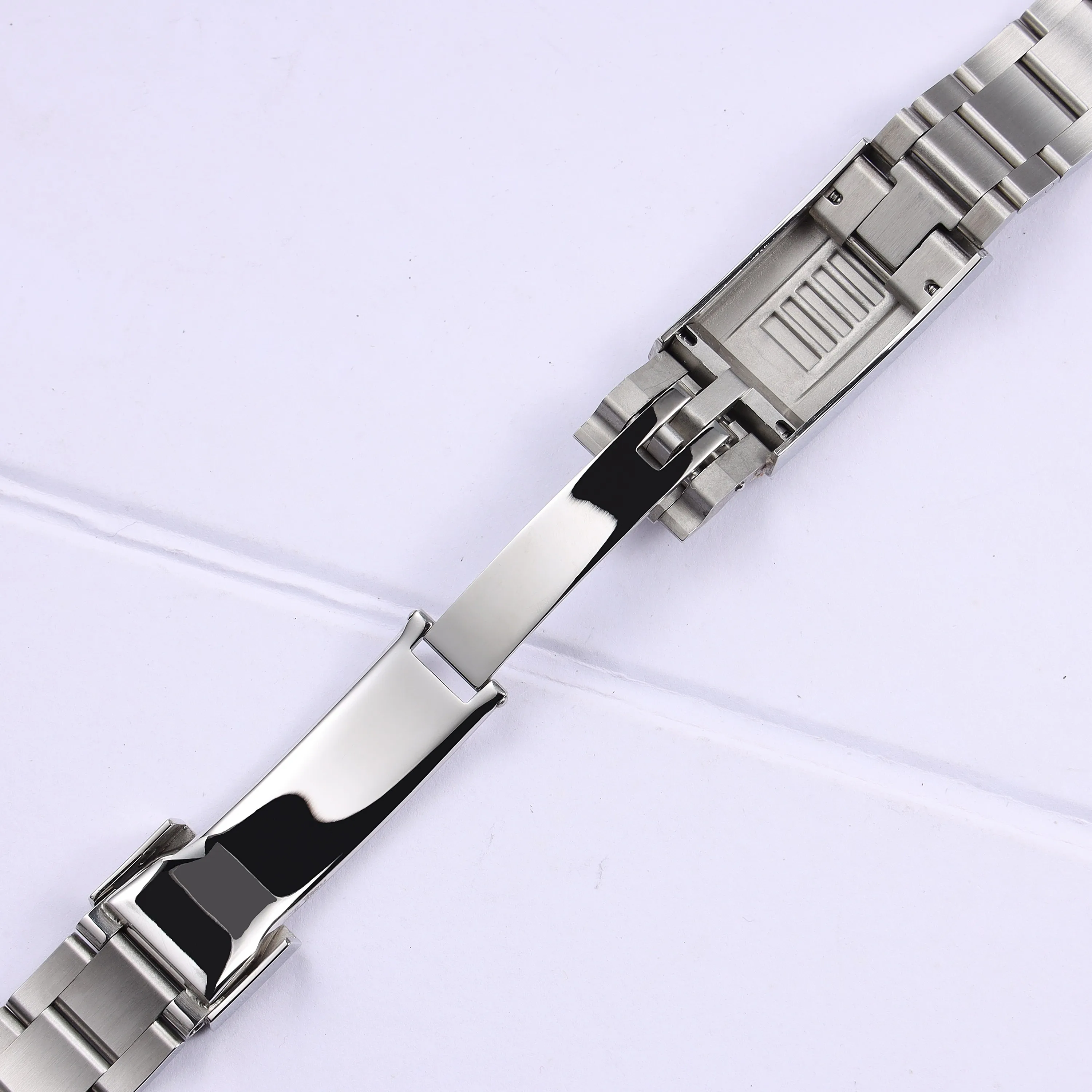 20mm 904L brushed silver stainless steel watchband for Rolex Submariner Daytona deployment clasp metal watch strap wrist men