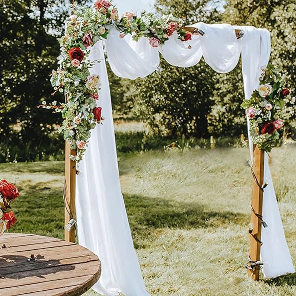 9.8/18 Ft Wedding Arch Drapping White Chiffon Sheer Curtain Pink Blue Backdrop Curtain Drapery Ceremony Reception Party Decor