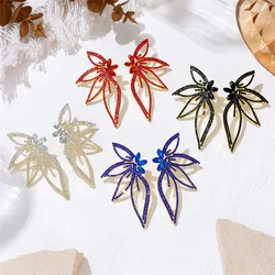 European and American Exaggerated Lnlaid Rhinestones Butterfly Wing Earrings For Women Metal Wind Sparkling Fashion Earrings