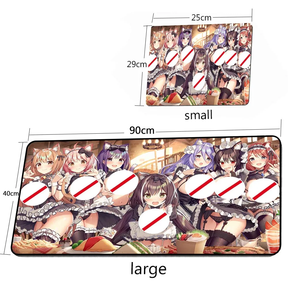 섹시한 큰 가슴 소녀 원신 임팩트 대형 마우스 패드 노트북 게임용 마우스 패드 데스크탑 키보드 애니메이션 마우스패드 게임 액세서리 매트