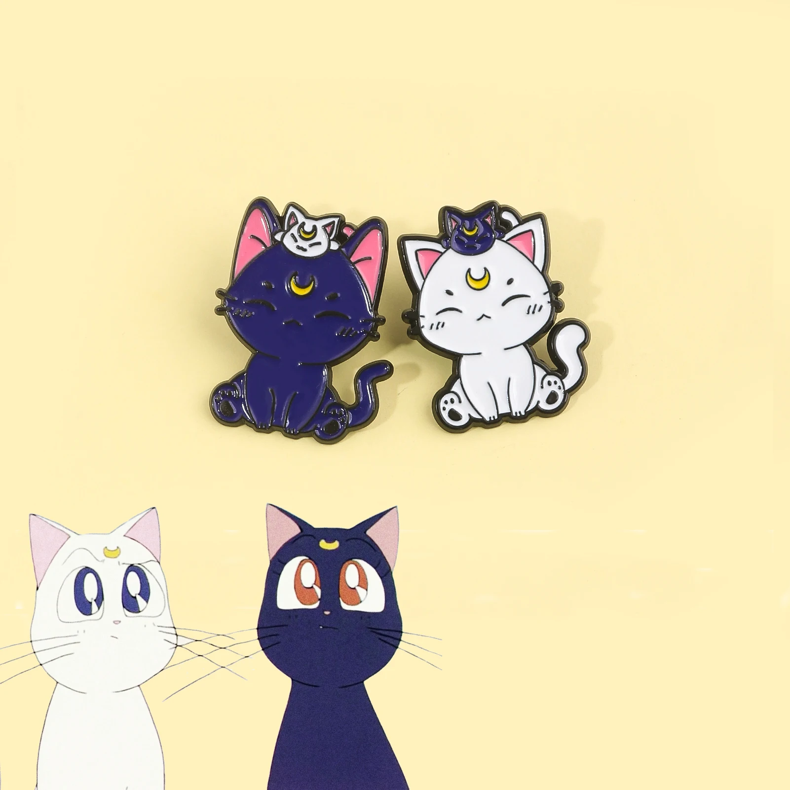 Moon Cats Brooch Anime Kawaii Luna Lapel Pins Backpack Jeans Brooches Brooches For Clothing Badges Fans Accessories Gifts
