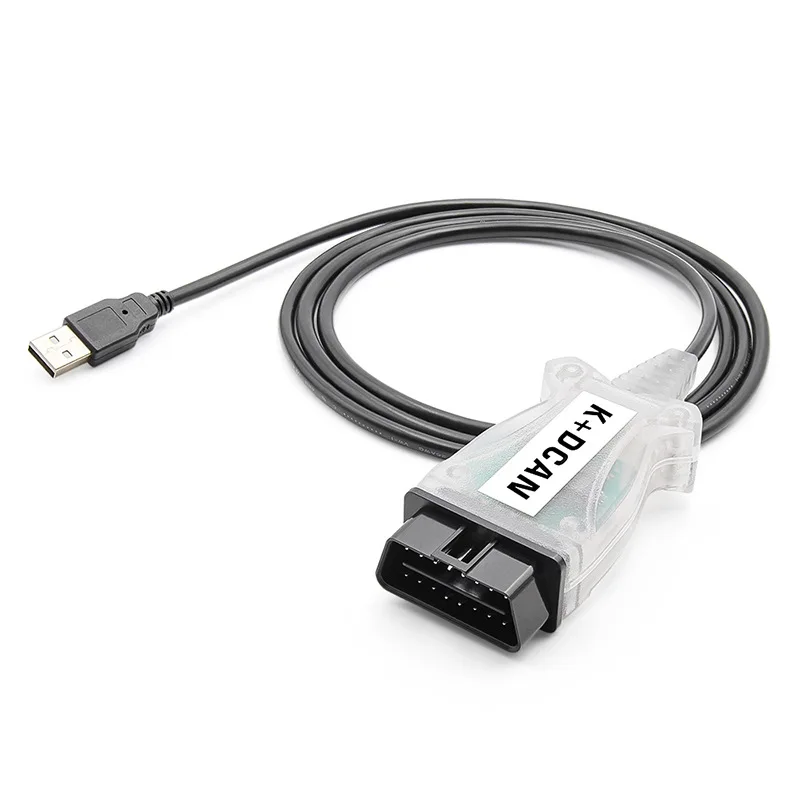 White K+DCAN with Pushbutton for BMW X5 E53 Auto Diagnostic Cable K D CAN OBD2 To USB Interface K DCAN ECU Programmer Scaner
