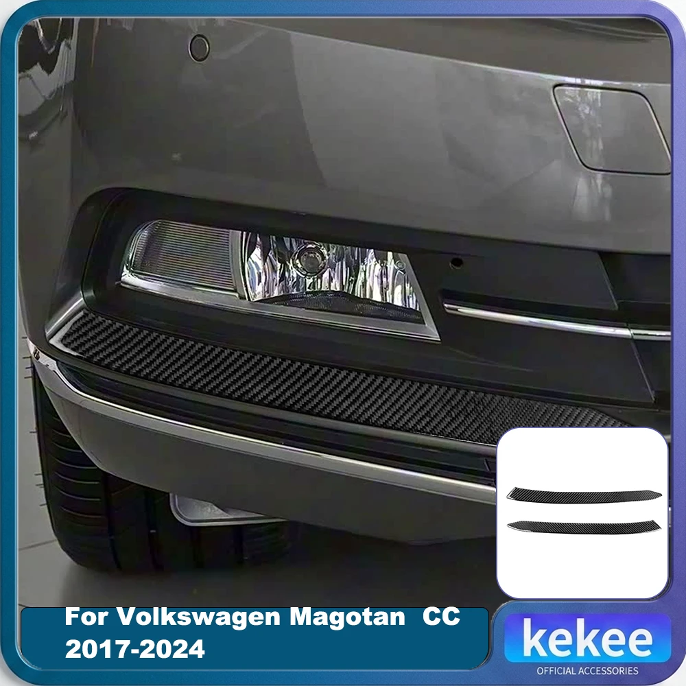 For Volkswagen Magotan CC 2017 2018 2019 2020 2021 2022 2023 2024 Real Carbon Fiber 2-Piece Fog Light Trim Set