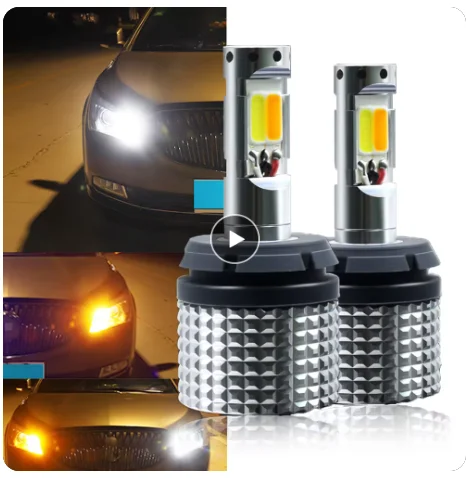 For Auto DRL White Driving Yellow Turn Signal Car Dual Mode Daytime Running Light 1156 7440 7443 3157 3156 BA15S/BAU15S LED Bulb