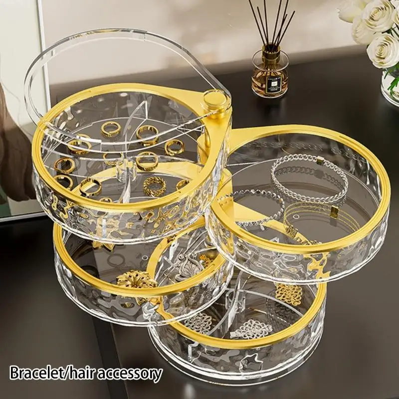 A0NF Rotating Jewelry Organizers Multiple Tiers Case for Earrings Rings Necklaces
