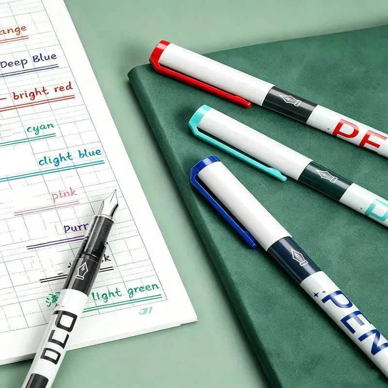 Large Capacity Disposable 0.38mm Liquid Ink Fountain Pens Multi Color No Refill for Birthday Gift Stationery Set