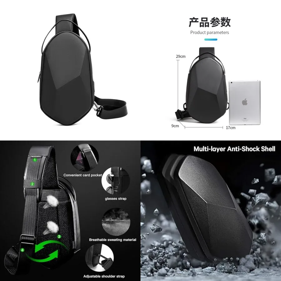 

【New style】- new breast bag men's functional shoulder bag backpack business Korean style backpack trendy men's bag