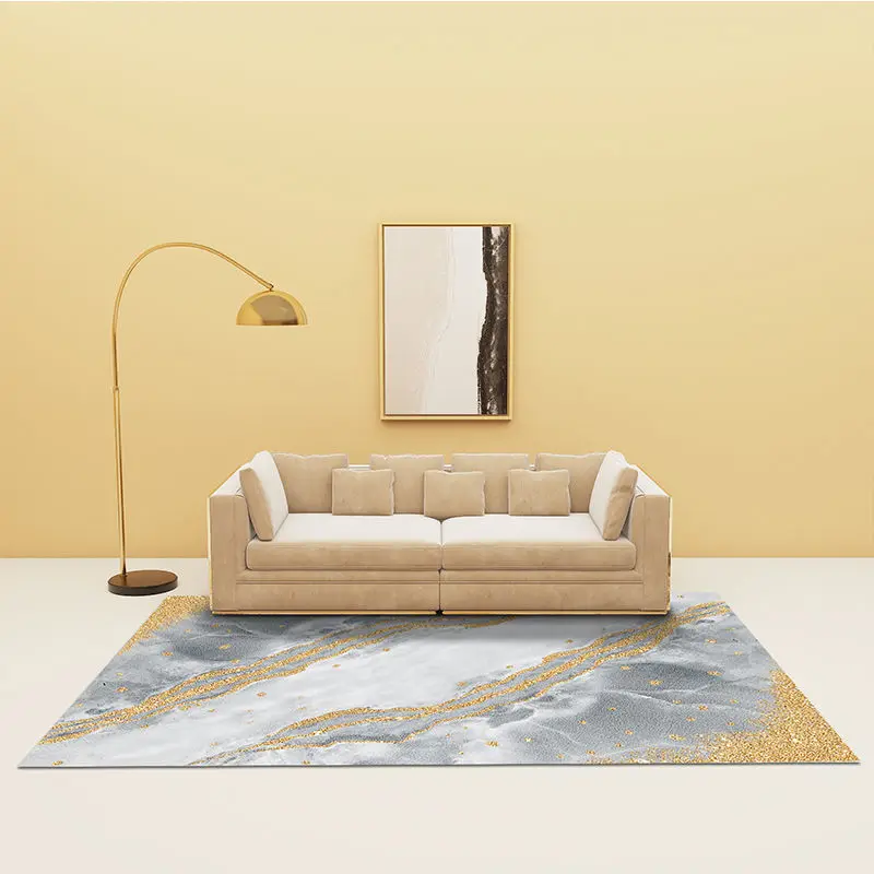 Abstract Art Decorative Carpet, Home Living Room, Study Carpets, Golden Gradient Non-Slip Mat, Bedroom Bedside Sofa,