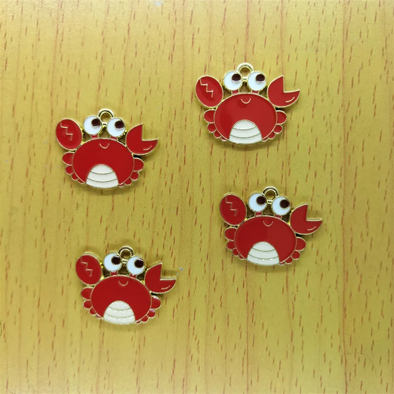 

10pcs Cartoon Crab Enamel Charm Ocean Animal Constellation Charms Pendant Necklaces Earring Bracelet Keychain DIY Jewelry Crafts