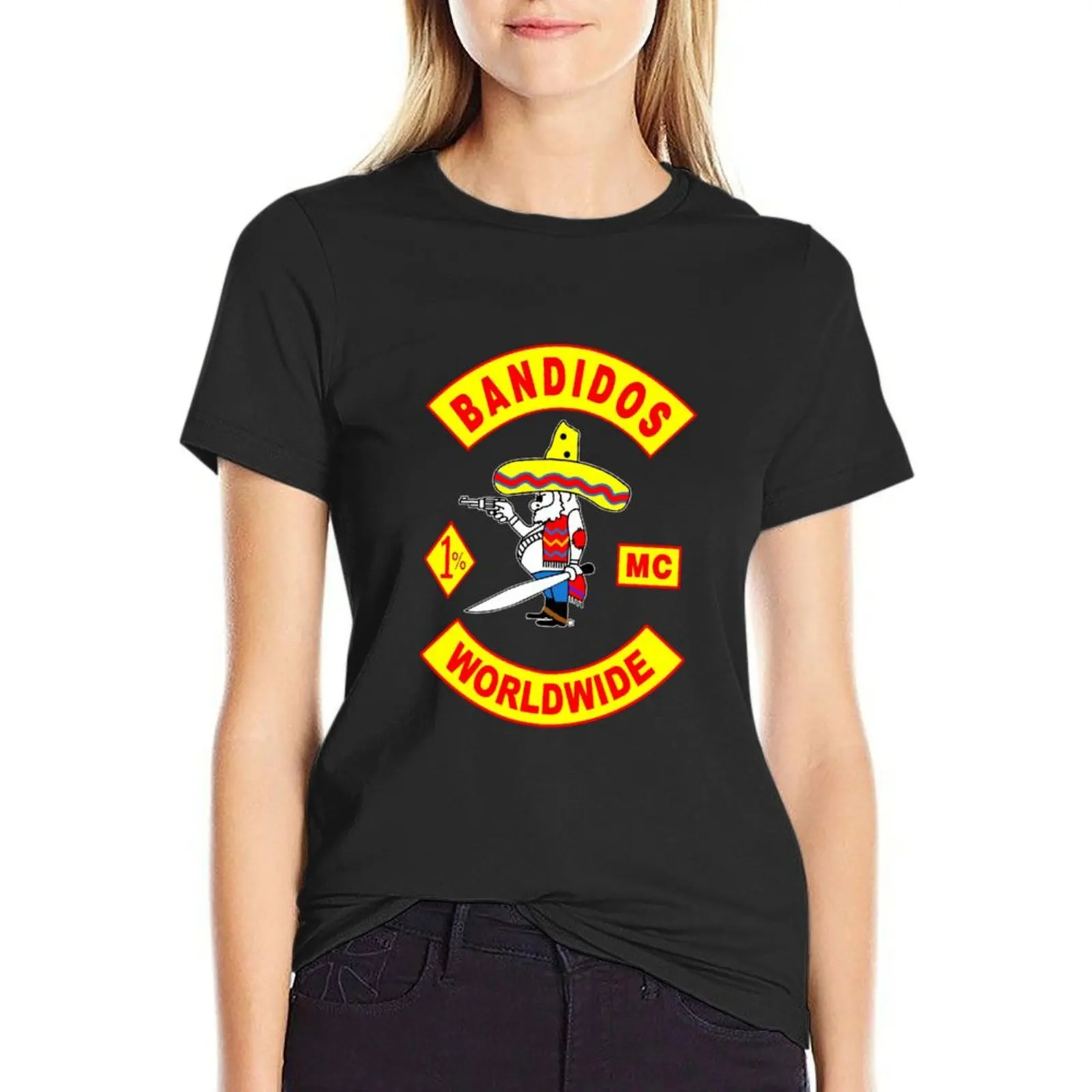 

Bandidos Worldwide MC logo T-Shirt vintage new edition summer blouses woman 2024