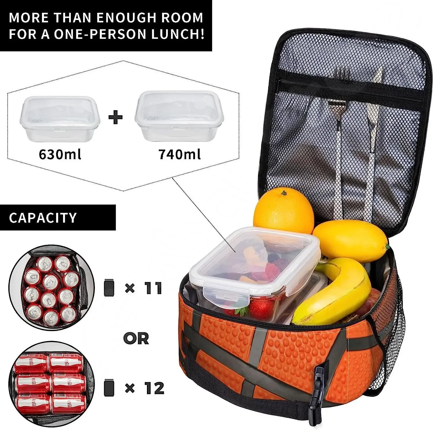 Sport Ball Basketball Lunch Box Portable Insulated Lunch Bag Mini Cooler Back To School Thermal Meal Tote Kit for Girls Boys