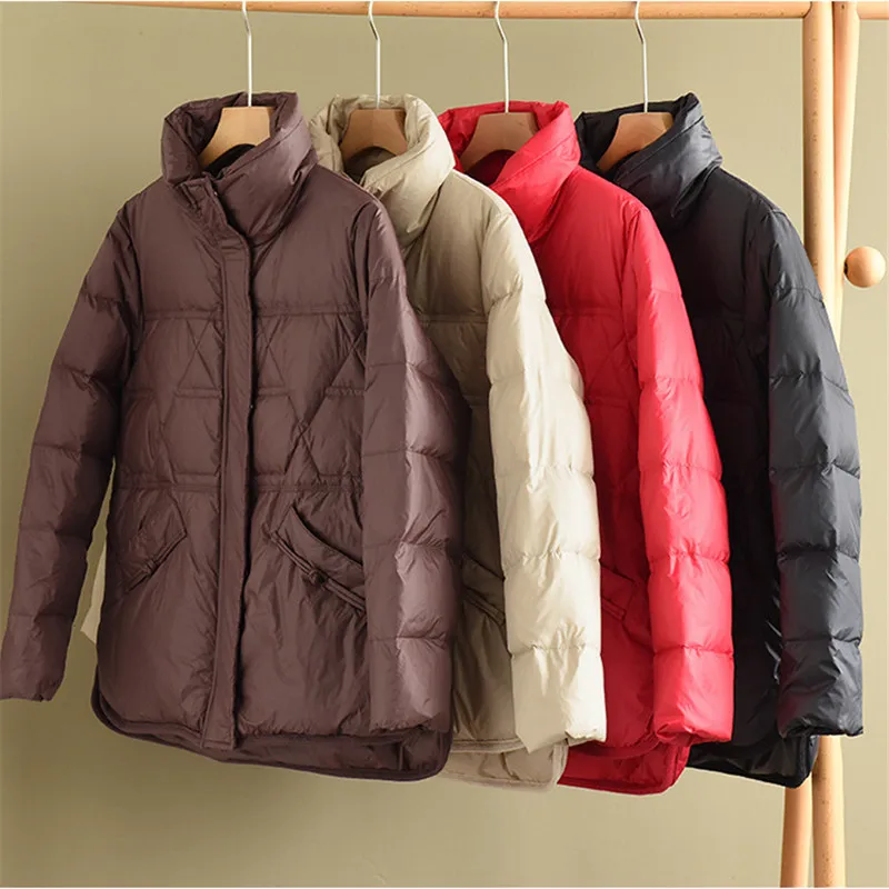 

2022 Autumn Winter Down Coat Women Warm Thicken White Duck Down Jacket Puffer Parkas Ladies Frog Short Loose Bigsize Outwears