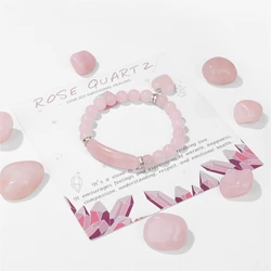 Natural Pink Rose Powder Crystal Quartz Natural Stone Stretch Bracelets Homme Purify the Soul Pulsera Jewelry Beads Lover Women