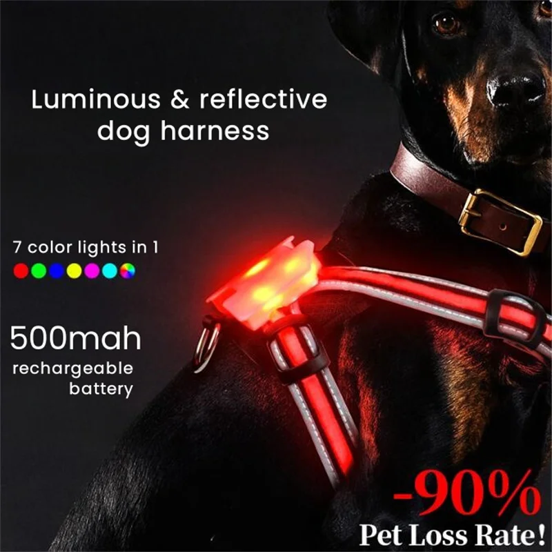 

Luminous Dog Harness Breast-Band Vest XL Night Safety Lamp Pectoral Bra Fluorescent for Dogs Teddy Pomeranian Chest Arnes Glow