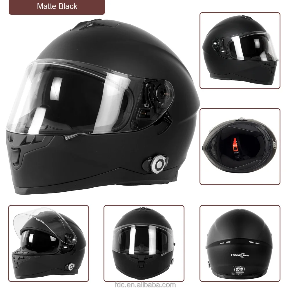 DOT BM22 Full Face Wireless 1000M 6 ciclisti con supporto radio FM Protezione casco Bluetooth per moto intelligente