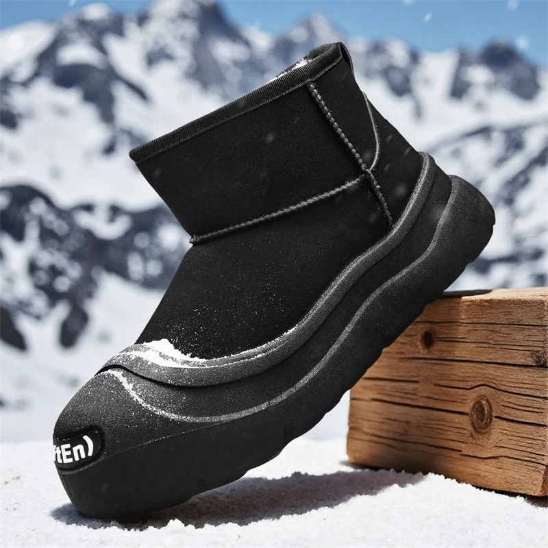 

Men's snow boots winter warm plush cotton shoes soft sole non-slip high top boots fashion youth Joker outdoor comfort work boots