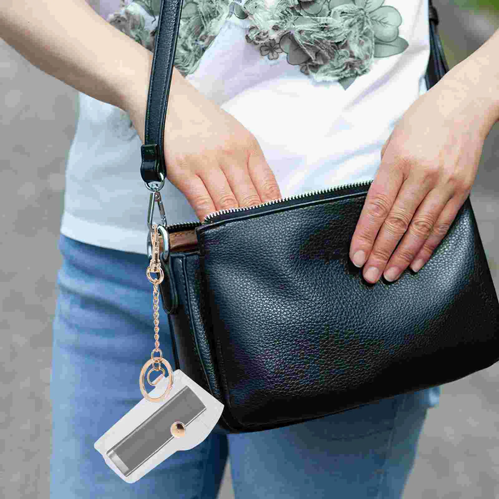 PVC Keychain Mini Tote Bag Lipstick Cover Keyring Lipsticks Balm Handbag Hanging Creative