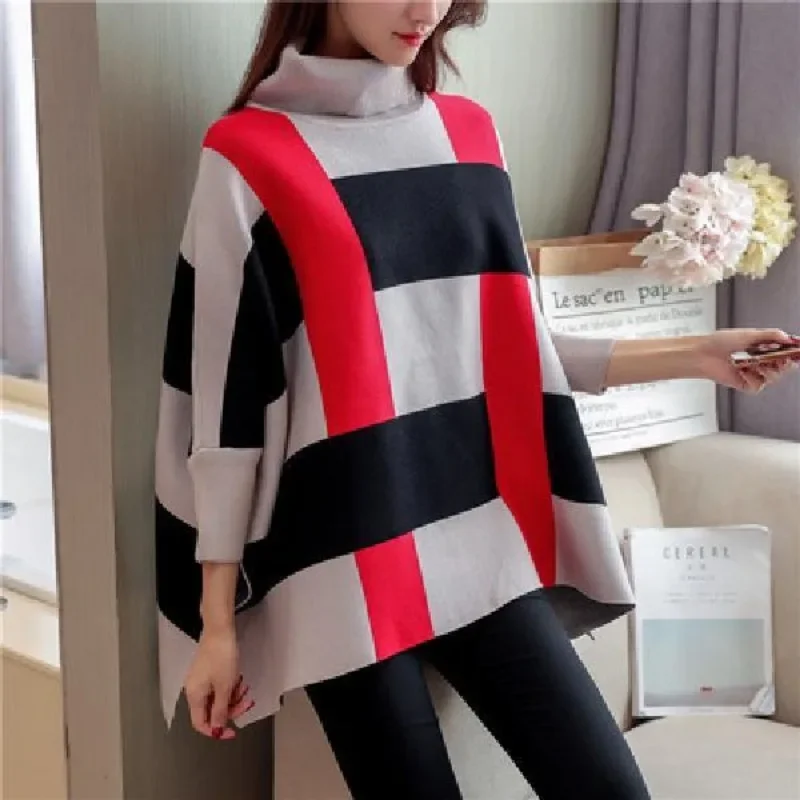 Autumn and winter sweater jacket for women new lazy style worn outside knitted sweater loose pullover shawl cloak bat shirt