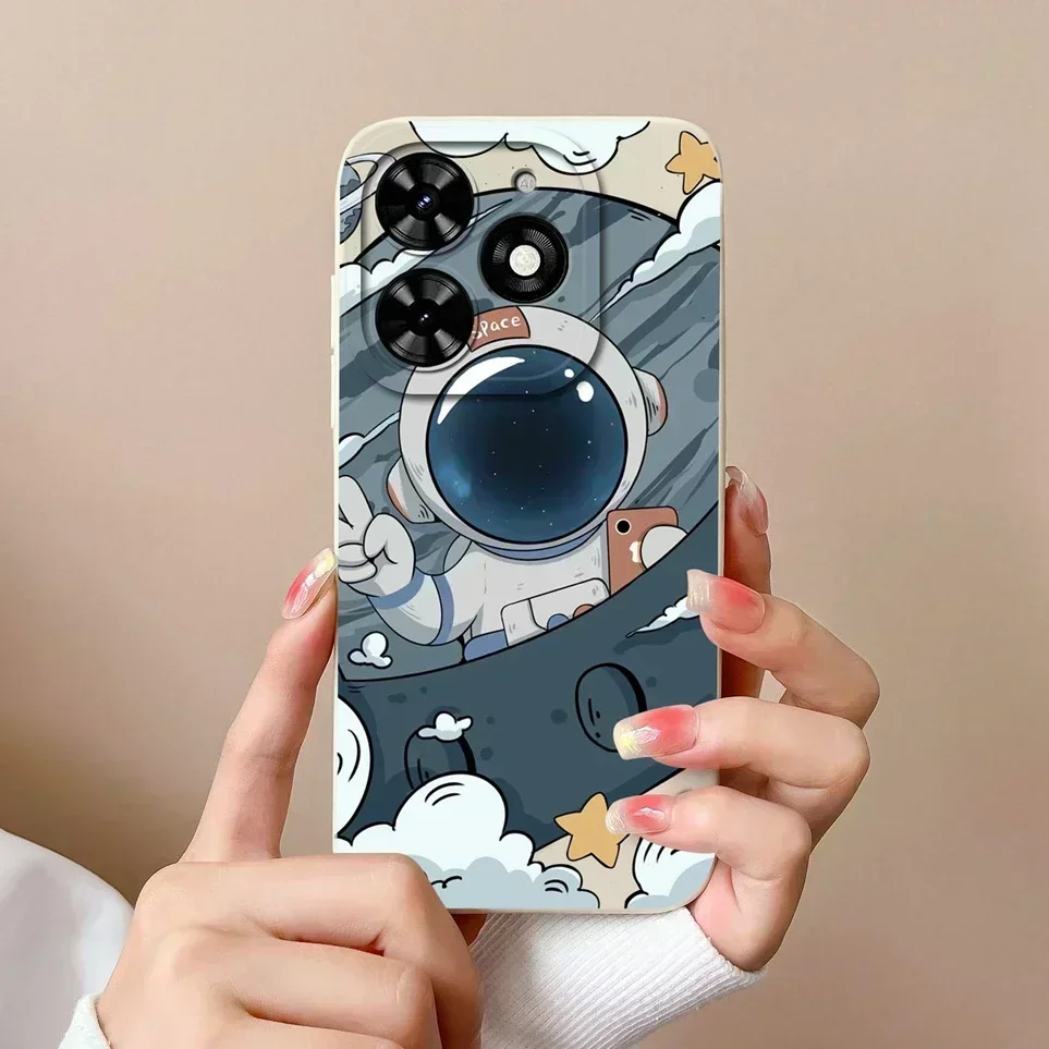 Coque For Tecno Spark Go 2024 Cartoon Space Astronaut Soft Silicone Back Cover Protective Funda For TecnoSpark Go2024 Phone Case