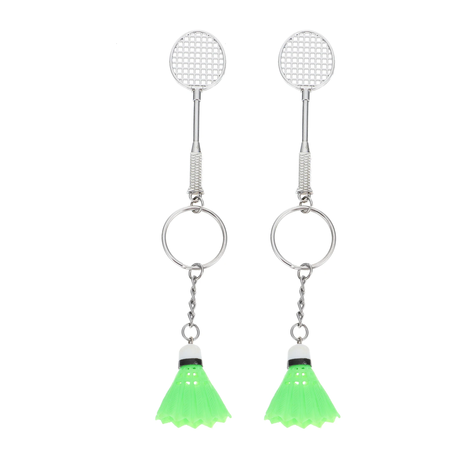 

2 Pcs Badminton Racket Keychain Batminton Keyring Ball Rings Simulated Accessories Sports Gift