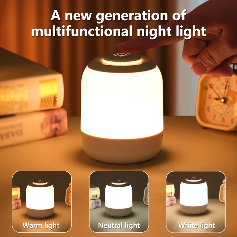 Rechargeable Touch Table Lamp LED Night Light 3 Modes Dimming Desk Lamp Kids Gift Portable Bedroom Bedside Eye Protection Lamp