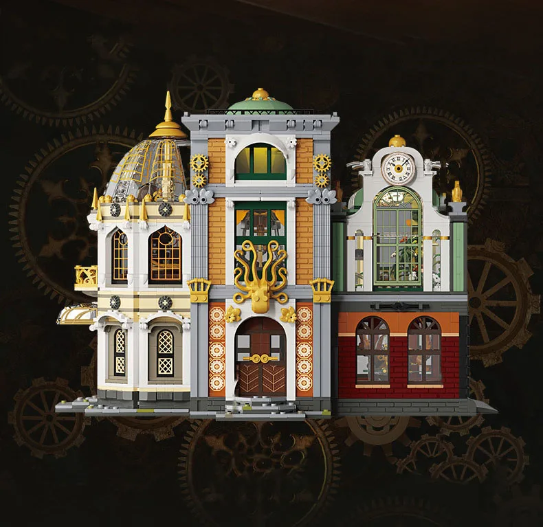 Kreative Straßenansicht-Hausbausteine mit Beleuchtung, Punk-Explorer-Architektur-Konstruktionssteine, Straßenlandschaft-Spielzeug, Heimdekoration – Detail 3