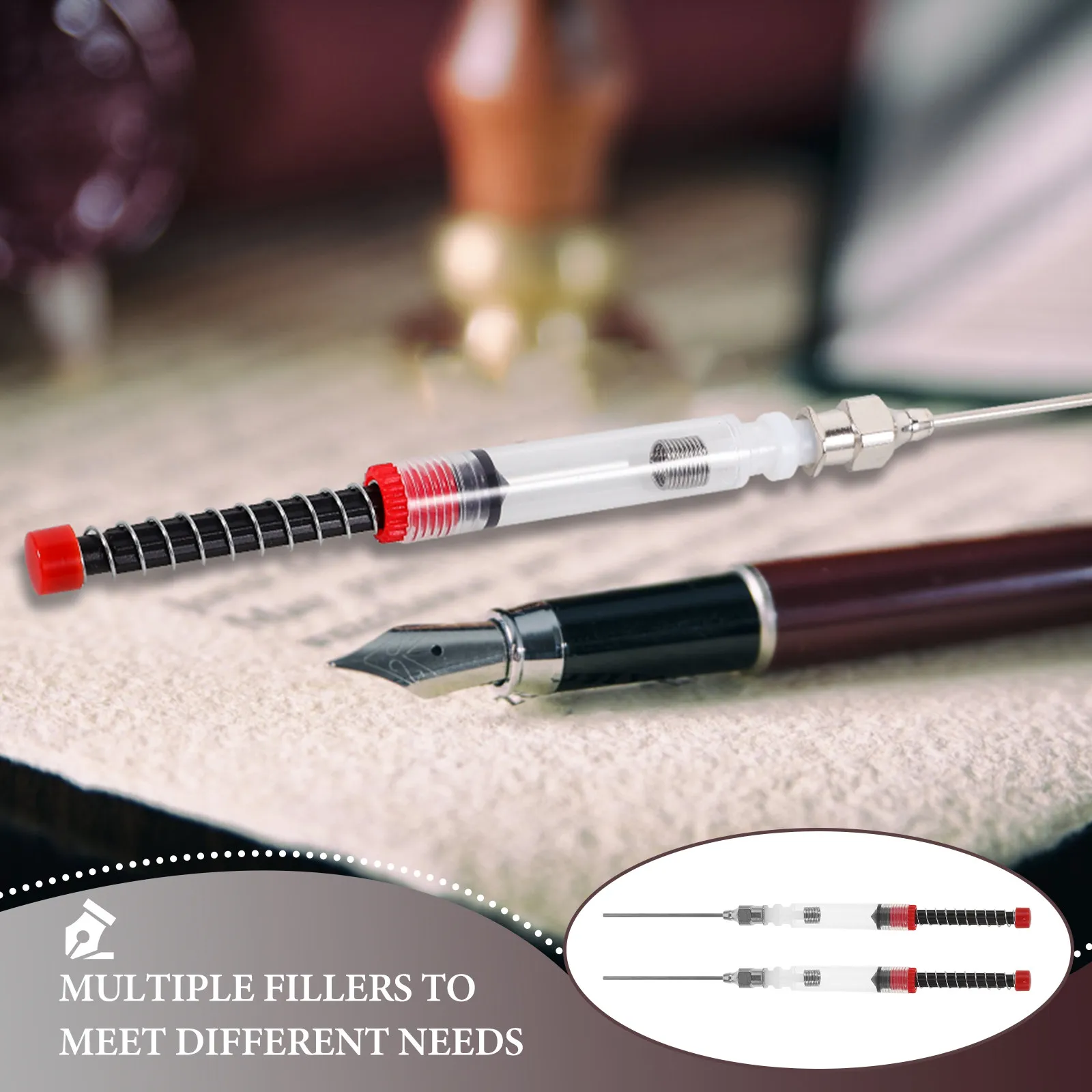 

10Pcs Fountain Pen Ink Refiller Absorber Spring Converter Reusable Plastic Metal Ink Fill Assistant for Students Writers Artists