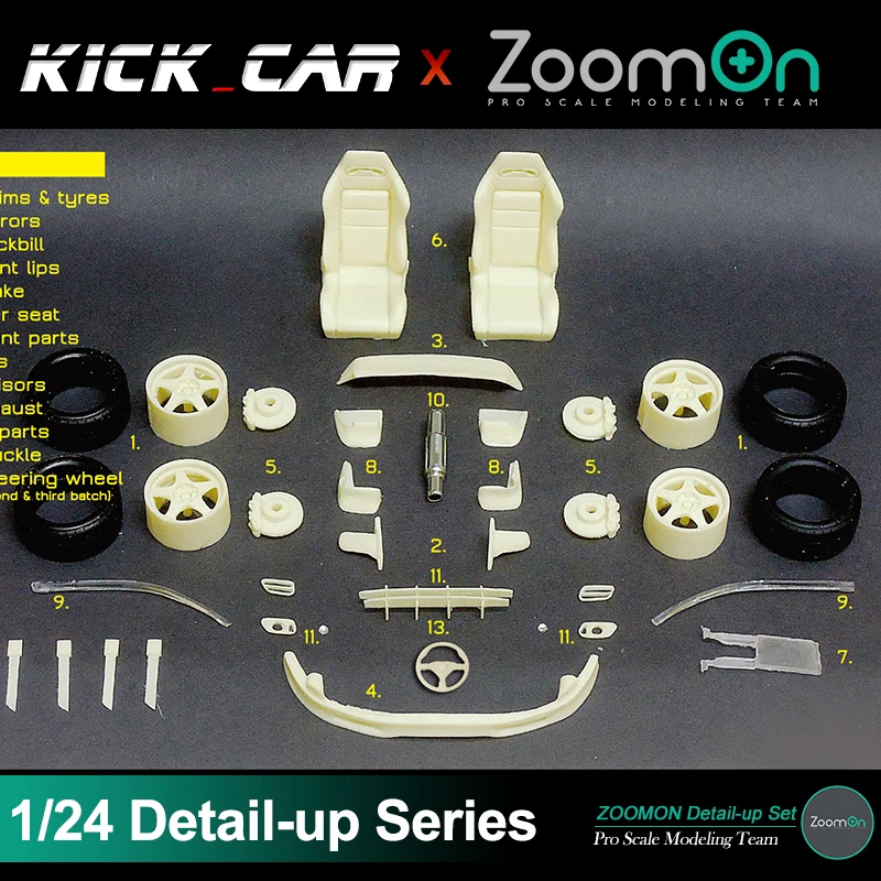 ZoomOn Z005 1/24 Model Vehicle Civic EG6 Spoon part set Detail-up set Resin Parts Hand Made Arts Hobbyist Gift