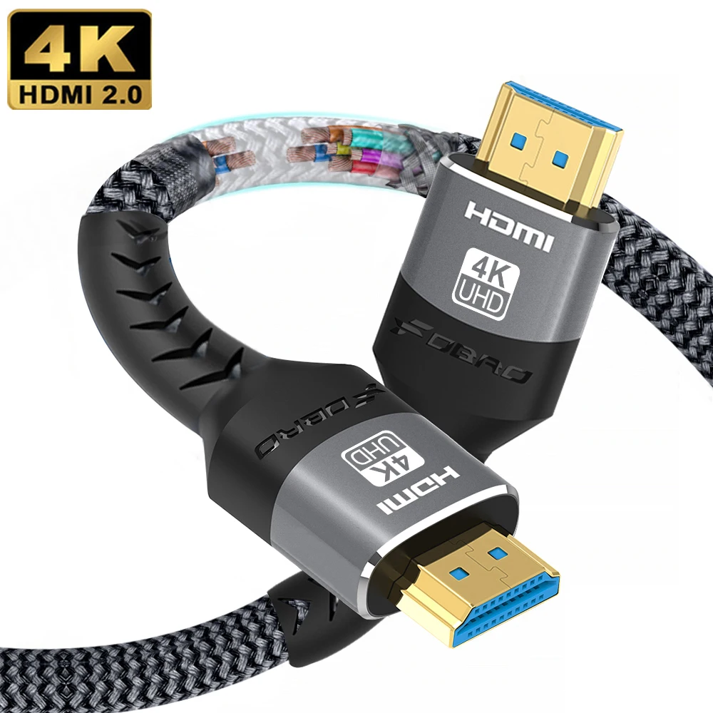 4K@60Hz HDMI-Kabel High-Speed HDMI 2.0 Kabel 18Gbps, HDR, Ethernet, ARC, 3D, HDCP 2.2, 2160p, 48 Bit für TV/HDTV/PS5/Xbox/Roku – Detail 3
