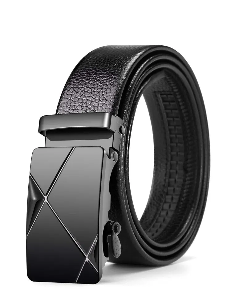 Men Rectangle Shape Fashion PU Buckle Belt For Dress Decoration