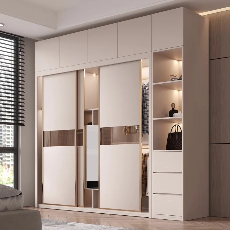 

Европейский простой шкаф-купе с раздвижной дверью, современный шкаф для хранения в маленькой квартире