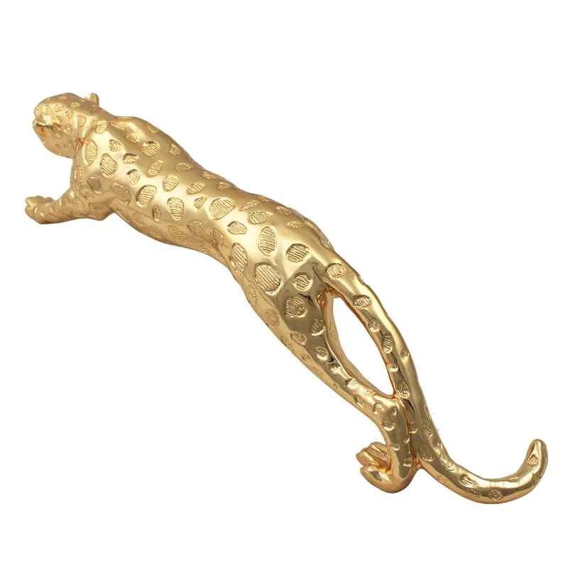 

Resin Crafts For Home Office Decoration High Quality Shiny Plating Gold Silver Leopard Statue JE-005