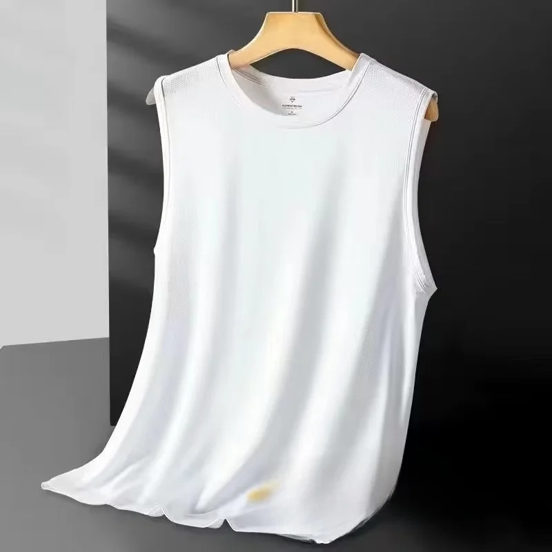 

Ice Silk Sweat Vest Men's Summer Outdoor Thin Loose Large Size Me Svel round Ne Sport Base irt Youth Casual Trend