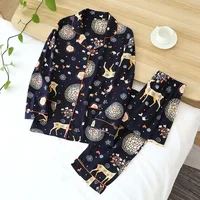 Spring / Summer New 100% viscose long-sleeved trousers ladies pajamas suit 3XL plus size long Sleepwear women's home Nightwear - Image 3