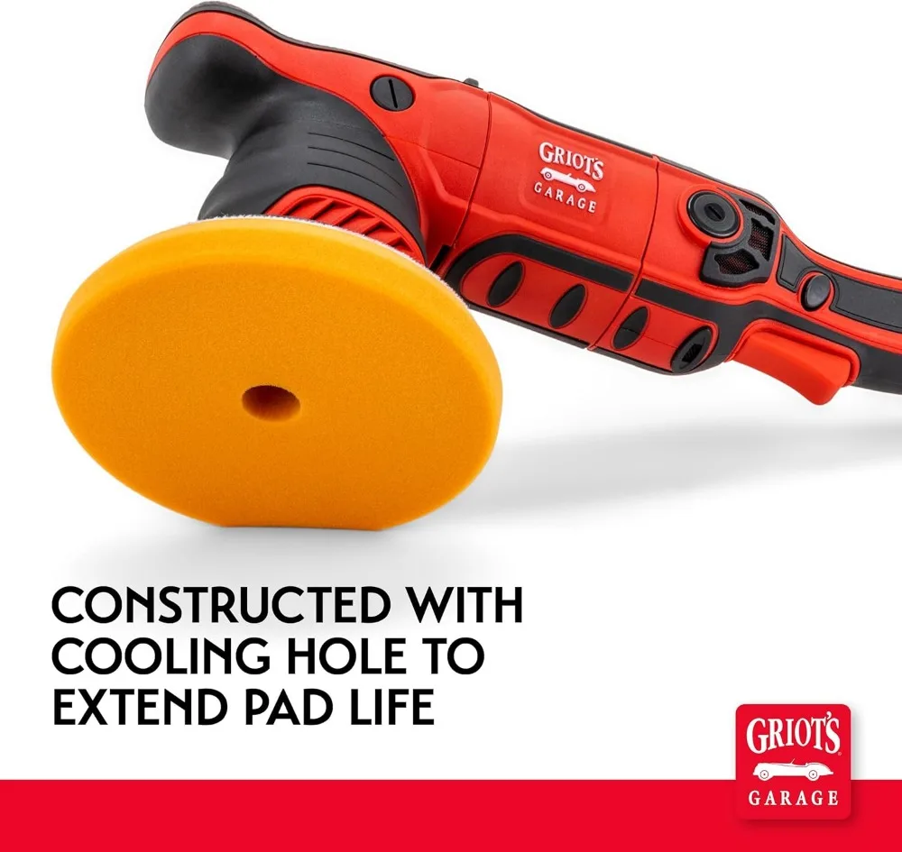 Orange Foam Polishing Pads for Cars, Removes Light to Moderate Paint Defects, Durable & Washable, 6.5 Inch Set of 2