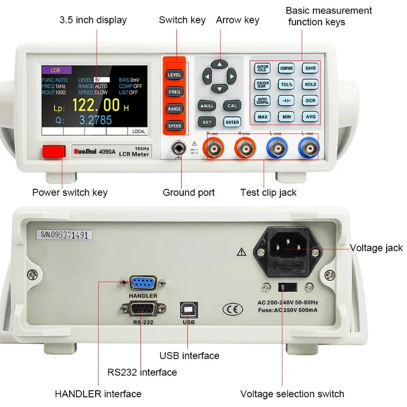 4090 Digital LCR Meter Desktop Capacitance Resistance Impedance Inductance Measure Instrument Electric Bridge Component