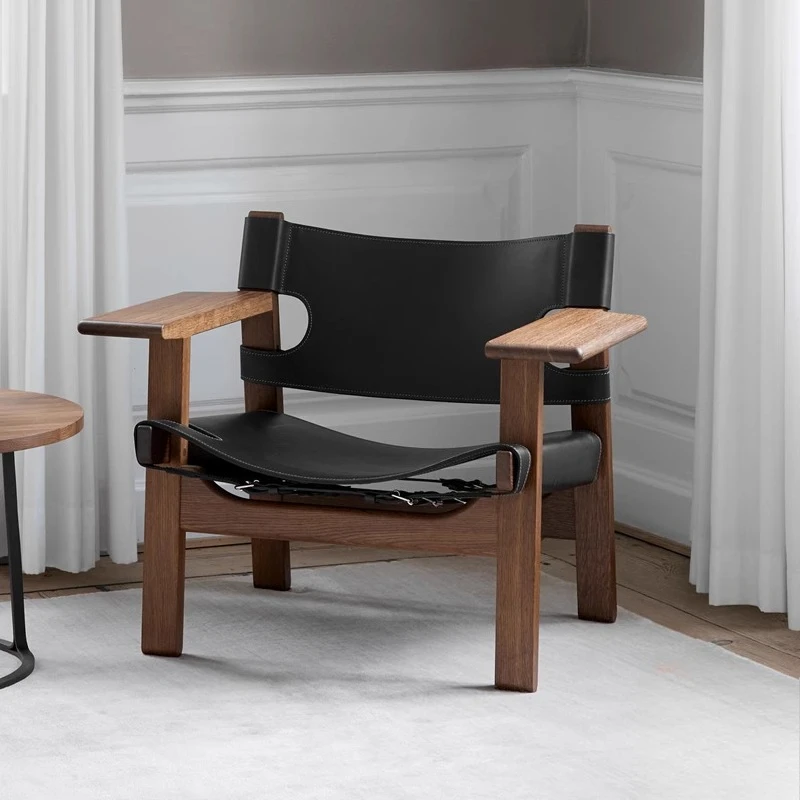 

Nordic classic Spanish chair designer medieval solid wood sofa chair home living room leisure recliner