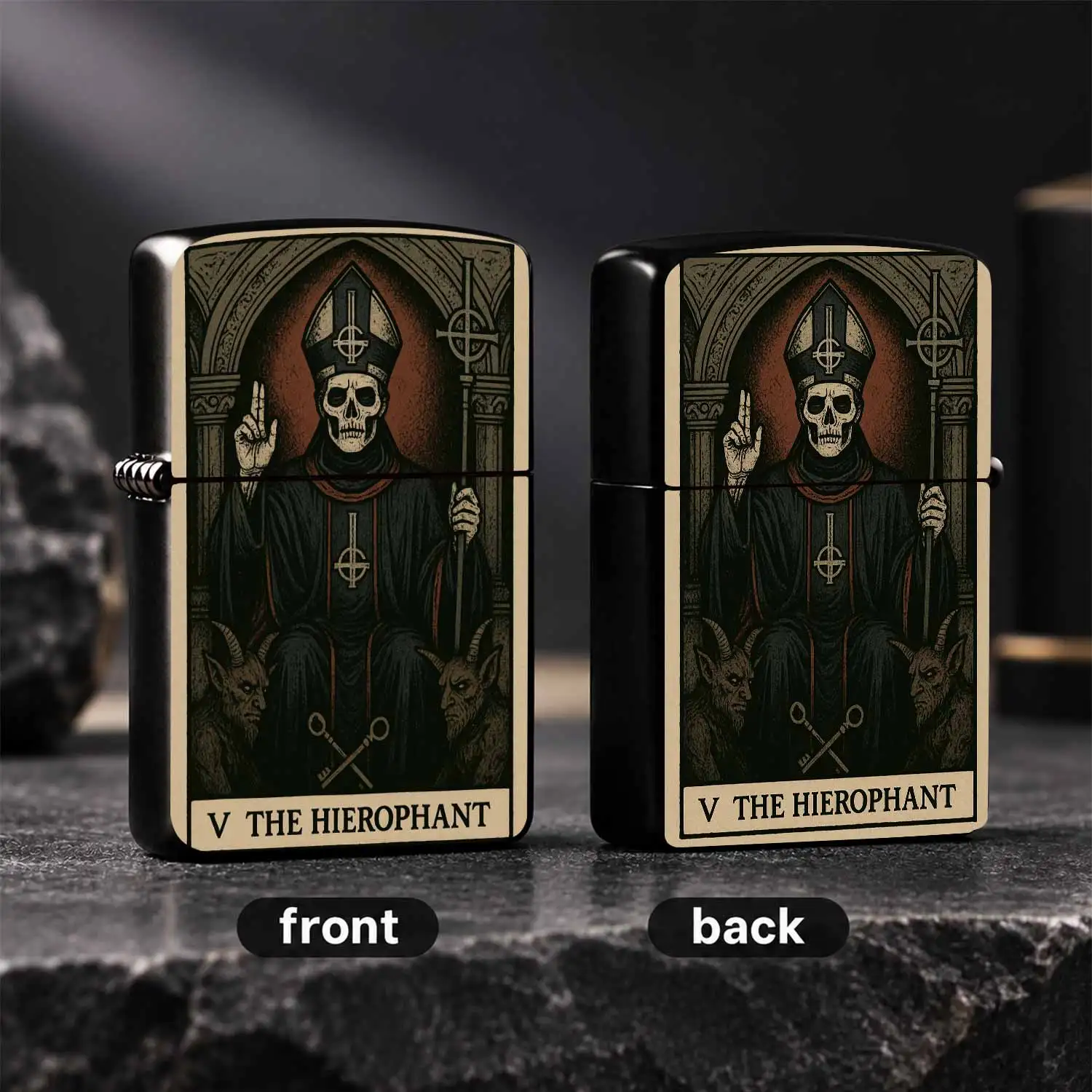 Vintage Tarot Card V The Hierophant Themed Stylish Portable Accessory, Suitable For All Daily Scenarios, Exquisite Dark Aesthetic Unique Collectible Gift For Personal Use And Gifting Purposes  A Humorous And Interesting Lighter