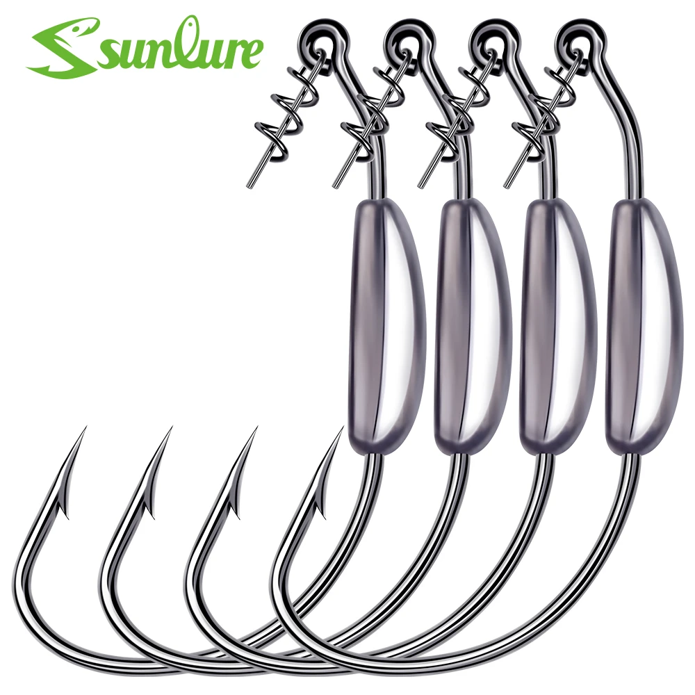 Sunlure 25 Stück/Box Raptor Haken, Hochbelastbare Gewichtete Swimbait-Haken 1/0 2/0 3/0 4/0 5/0 Wide Gap für Weichköder, Salzwasser-Angeln