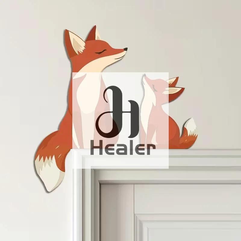 2 Cute Fox Wooden Wall Art Decorations, Cute Fox Door Decorations, Wall And Corner Decorations, Switch Panel Covers, Home Decor