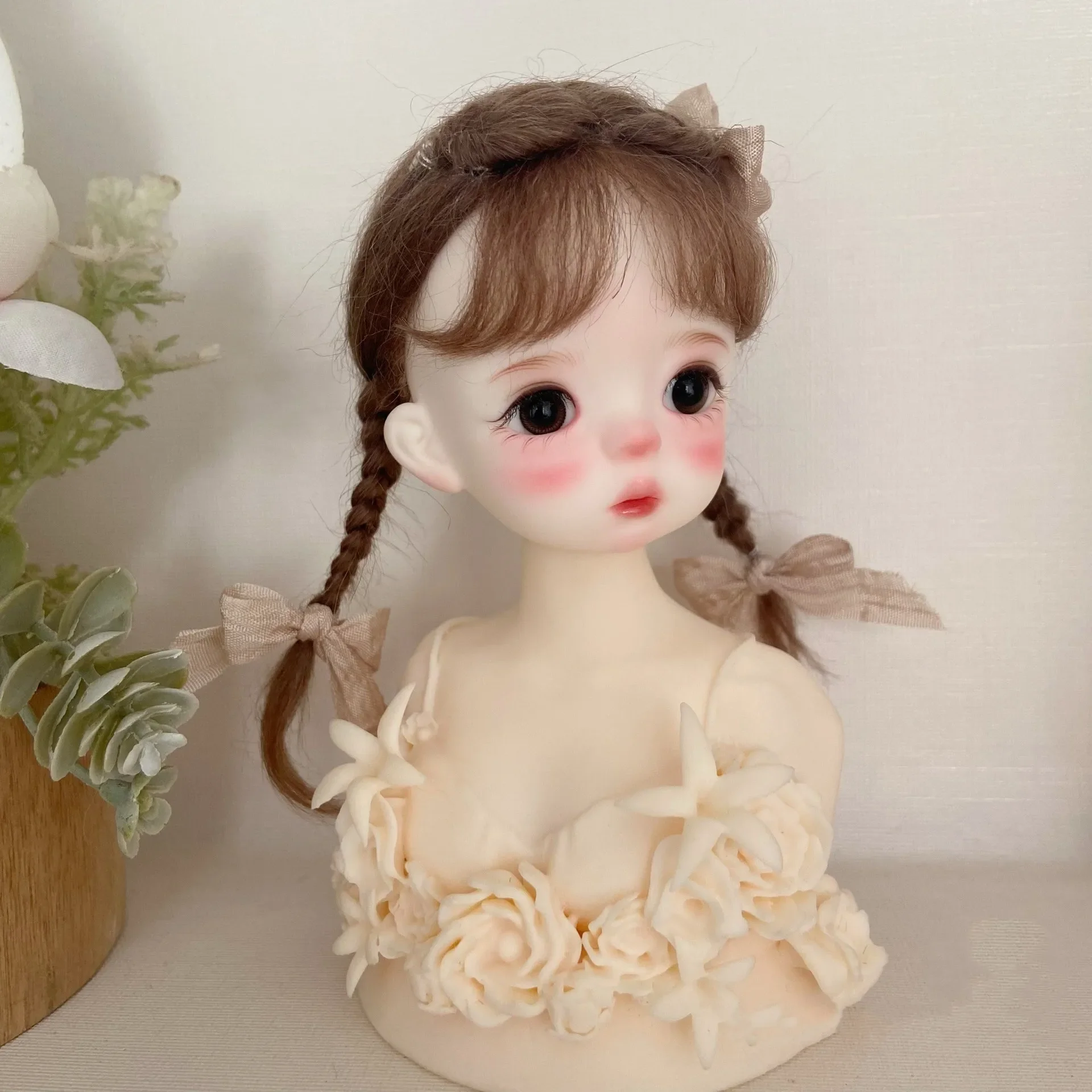 

Волосы для куклы 1/6 парик BJD каштаново-коричневый маленькая коса мохеровый парик