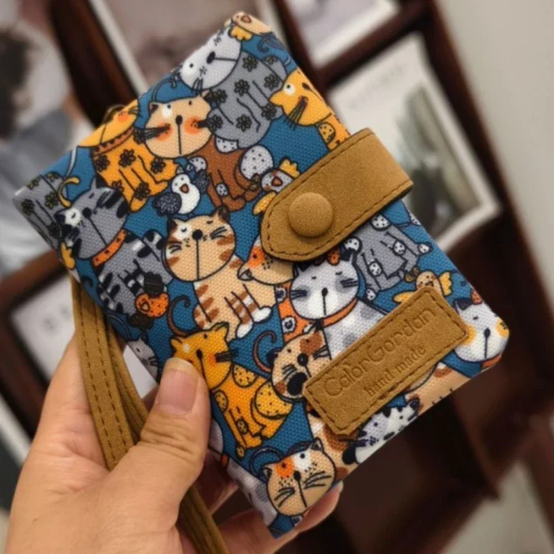 Dompet pendek wanita lucu dengan kancing ritsleting, bahan kulit PU, dompet koin berkapasitas besar, tas uang dengan cetakan frosted, tempat kartu identitas, dompet wanita lucu