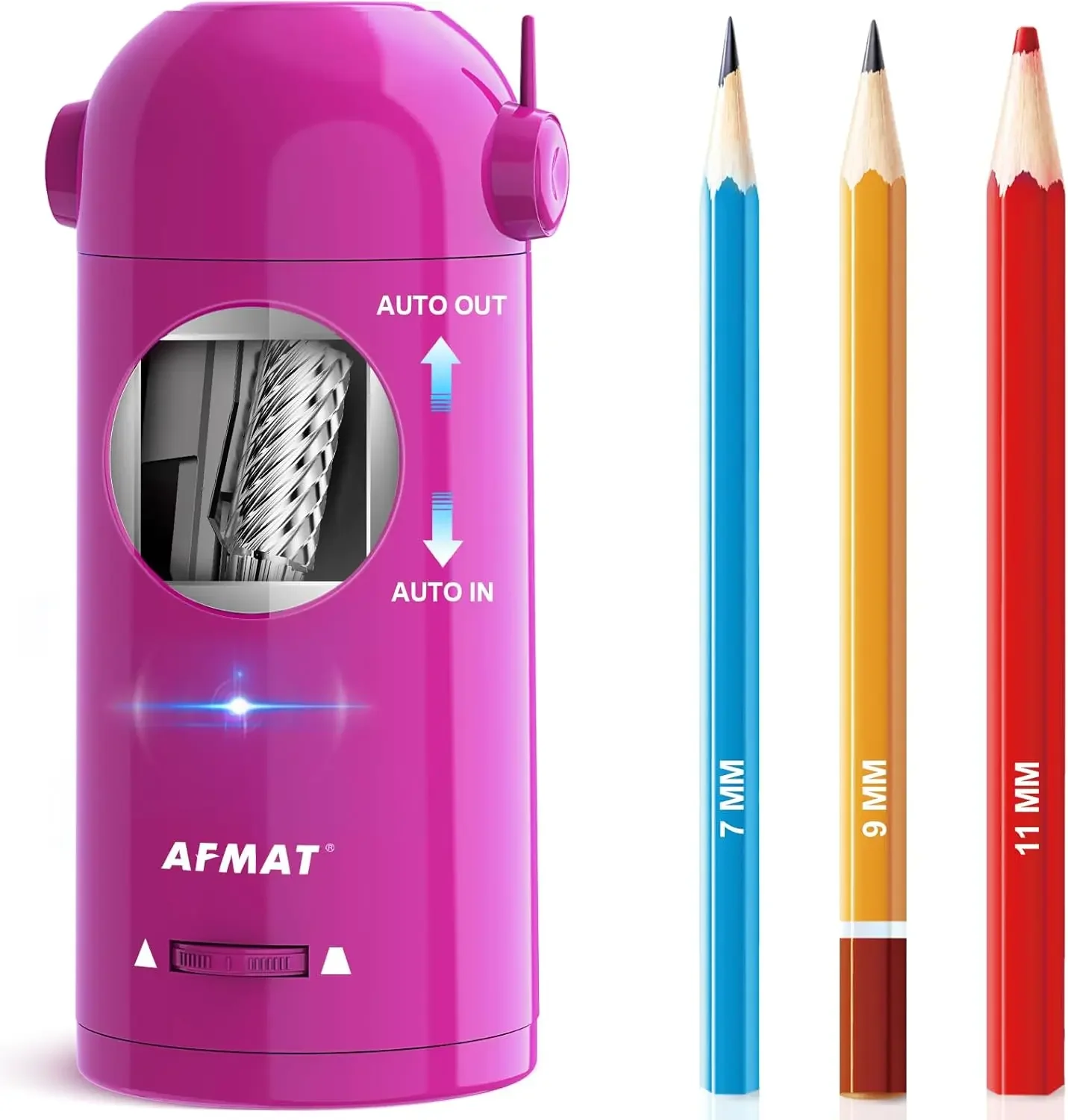 

Electric Pencil Sharpener for Colored Pencils, Fully Automatic Robot Pencil Sharpener, Auto in & Out, Rechargeable Hands-Free