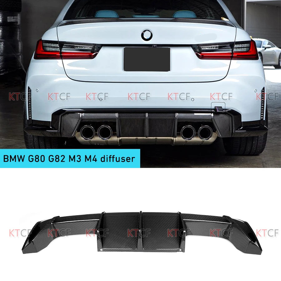 Carbon Fiber Rear Diffuser Bumper Lip Covers For BMW 3 4 Series G80 G82 G83 M3 M4 2021 UP OEM Style 4 Holes