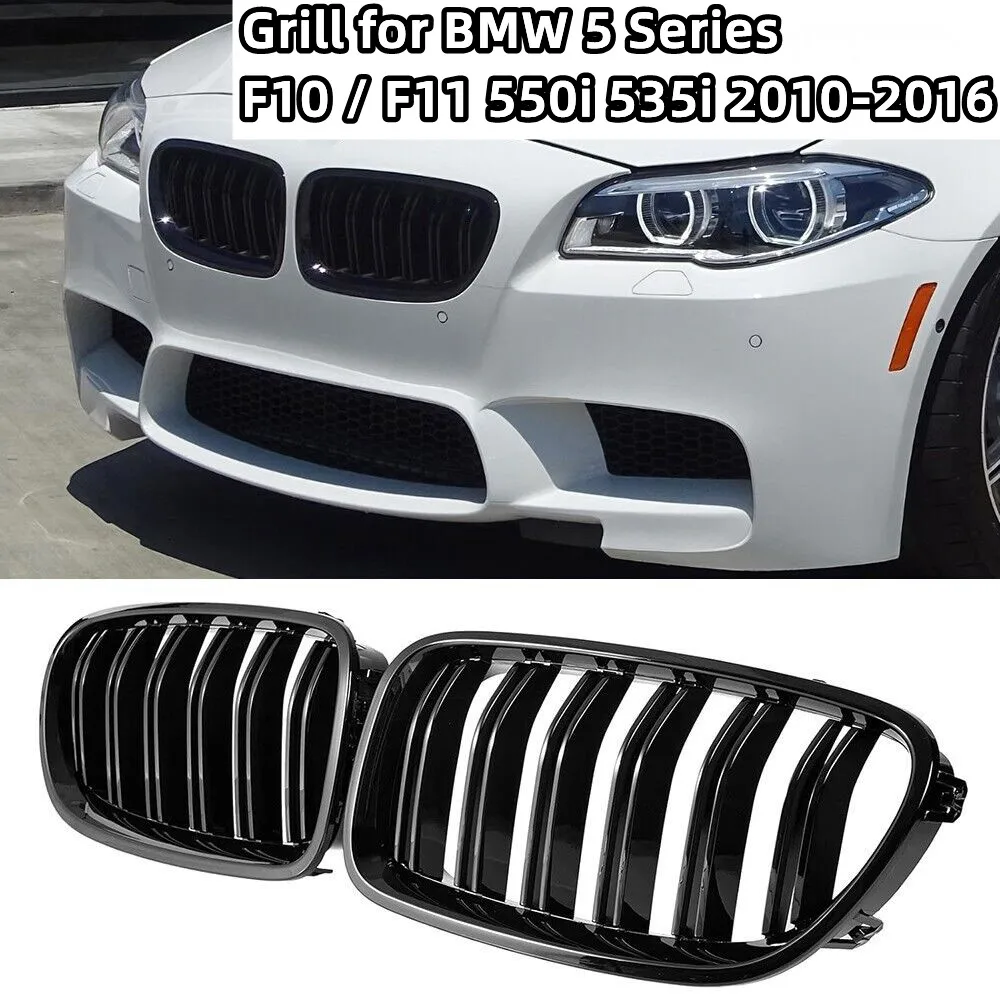 

Front Bumper Kidney Double Slat Grill Grille For BMW F10 F11 535i 550i 528i 5 Series 2010-2016 Front Hood Kidney Grille Black