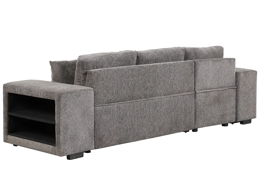 ！@Modern Square 3 Seat Reversible Sectional Sofa Set Pull Out Sleeper with Storage Chaise 2 Stools for Apartment Living Room